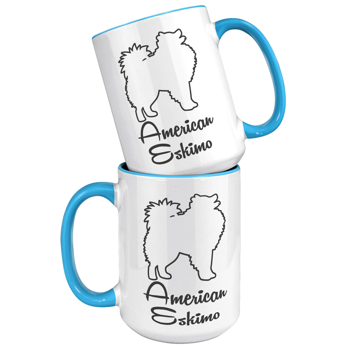 American Eskimo Dog Outlined Silhouette 15oz Accent Mug