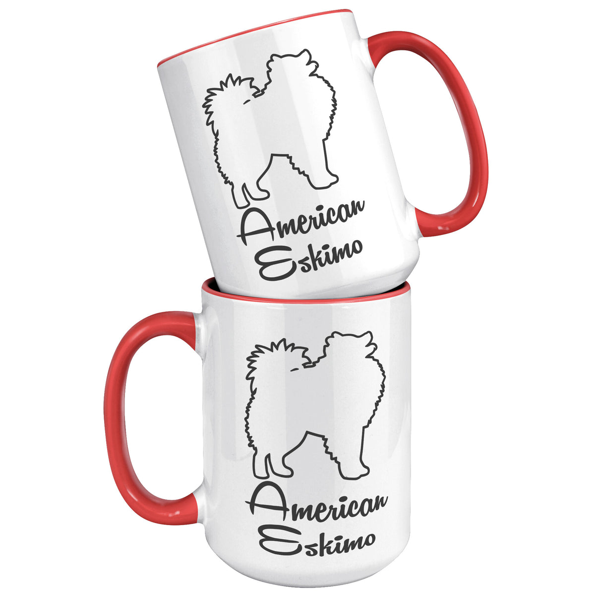 American Eskimo Dog Outlined Silhouette 15oz Accent Mug