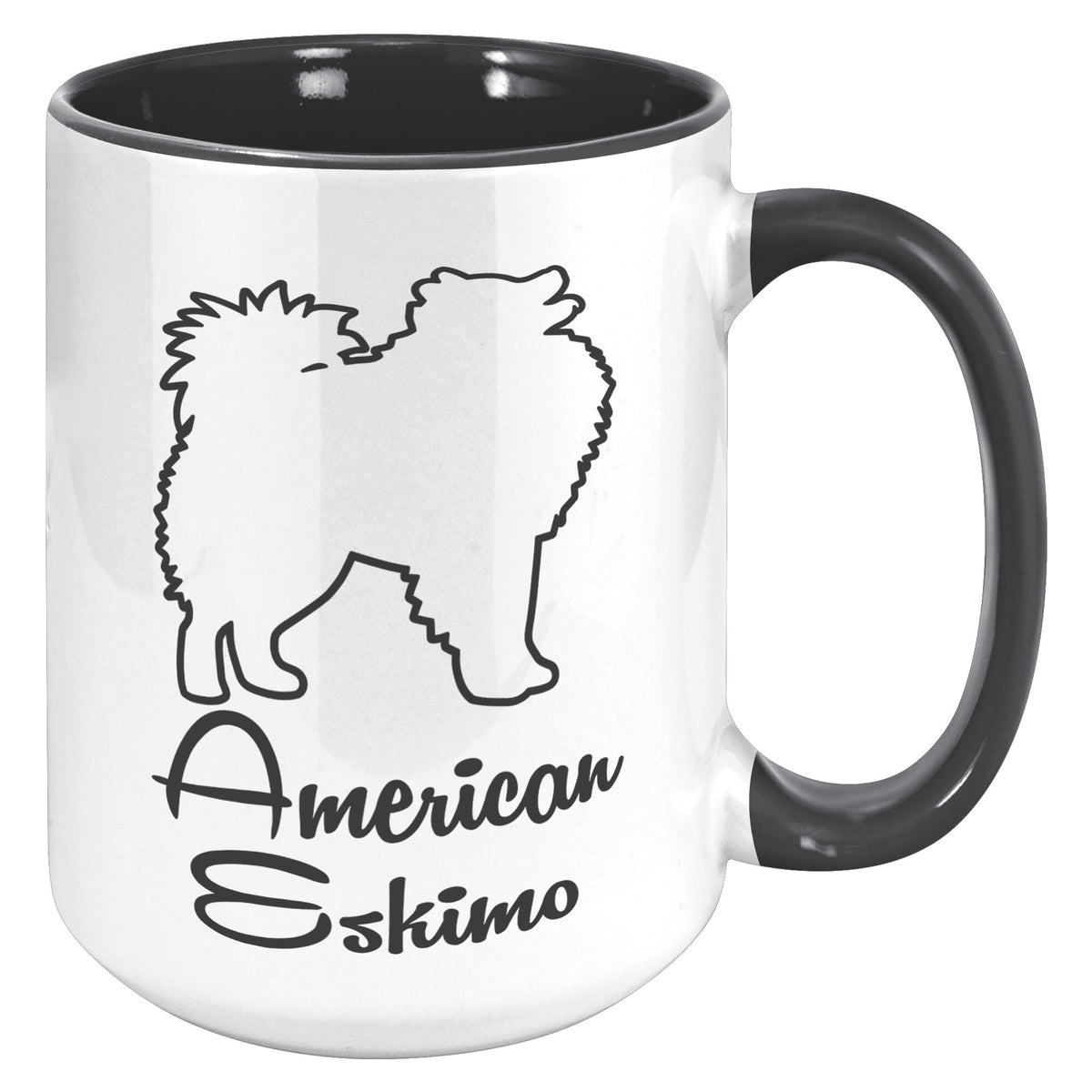 American Eskimo Dog Outlined Silhouette 15oz Accent Mug