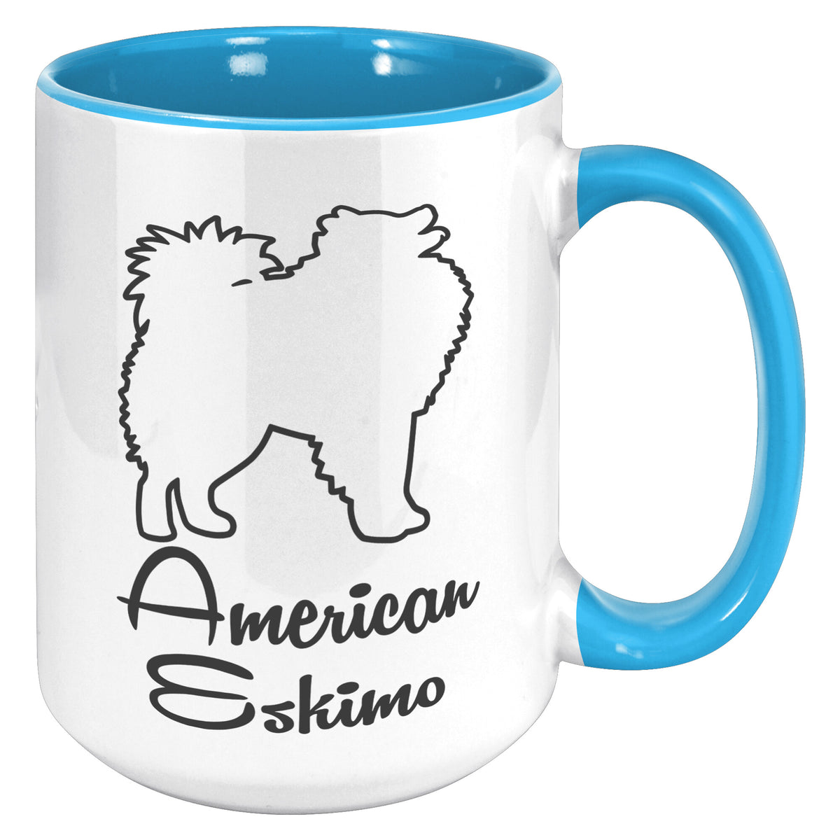 American Eskimo Dog Outlined Silhouette 15oz Accent Mug