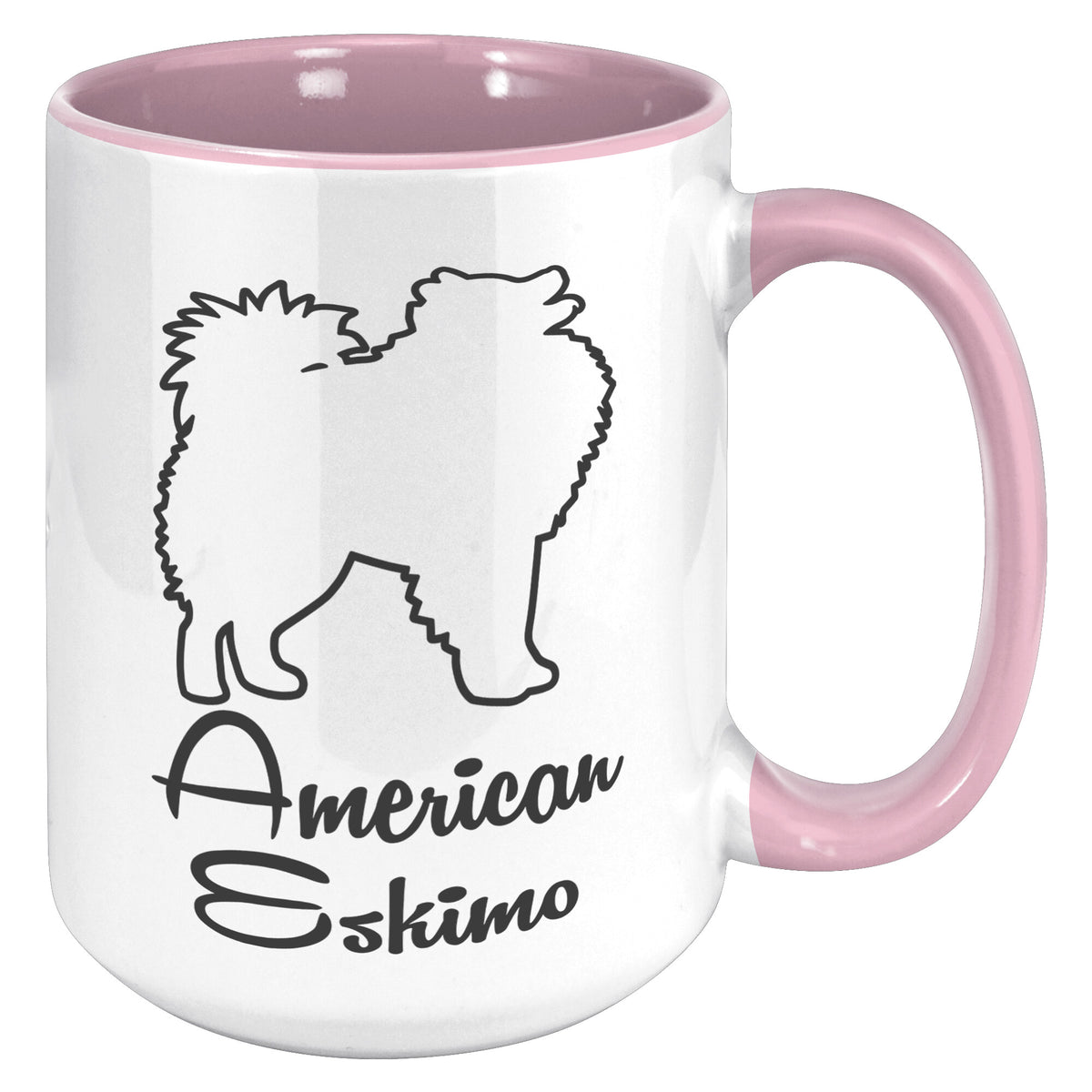 American Eskimo Dog Outlined Silhouette 15oz Accent Mug