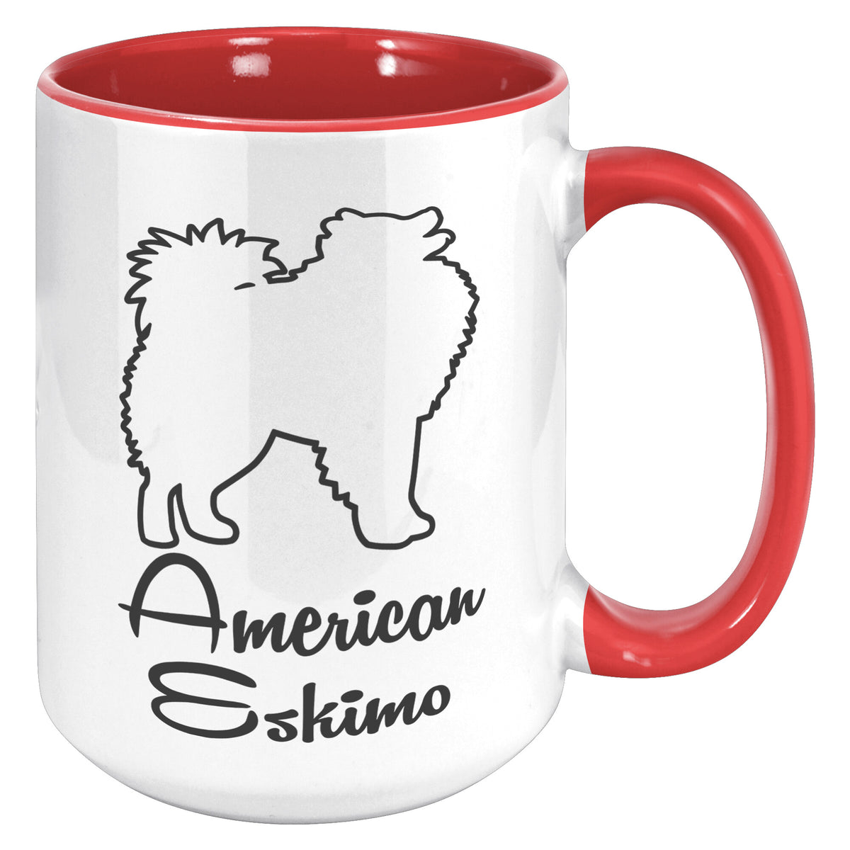 American Eskimo Dog Outlined Silhouette 15oz Accent Mug