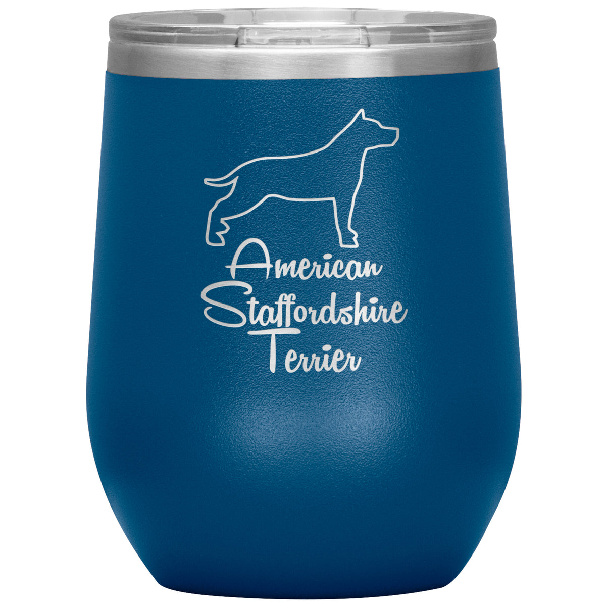 American Staffordshire Terrier Dog Outlined Silhouette 12oz Wine Insulated Tumbler