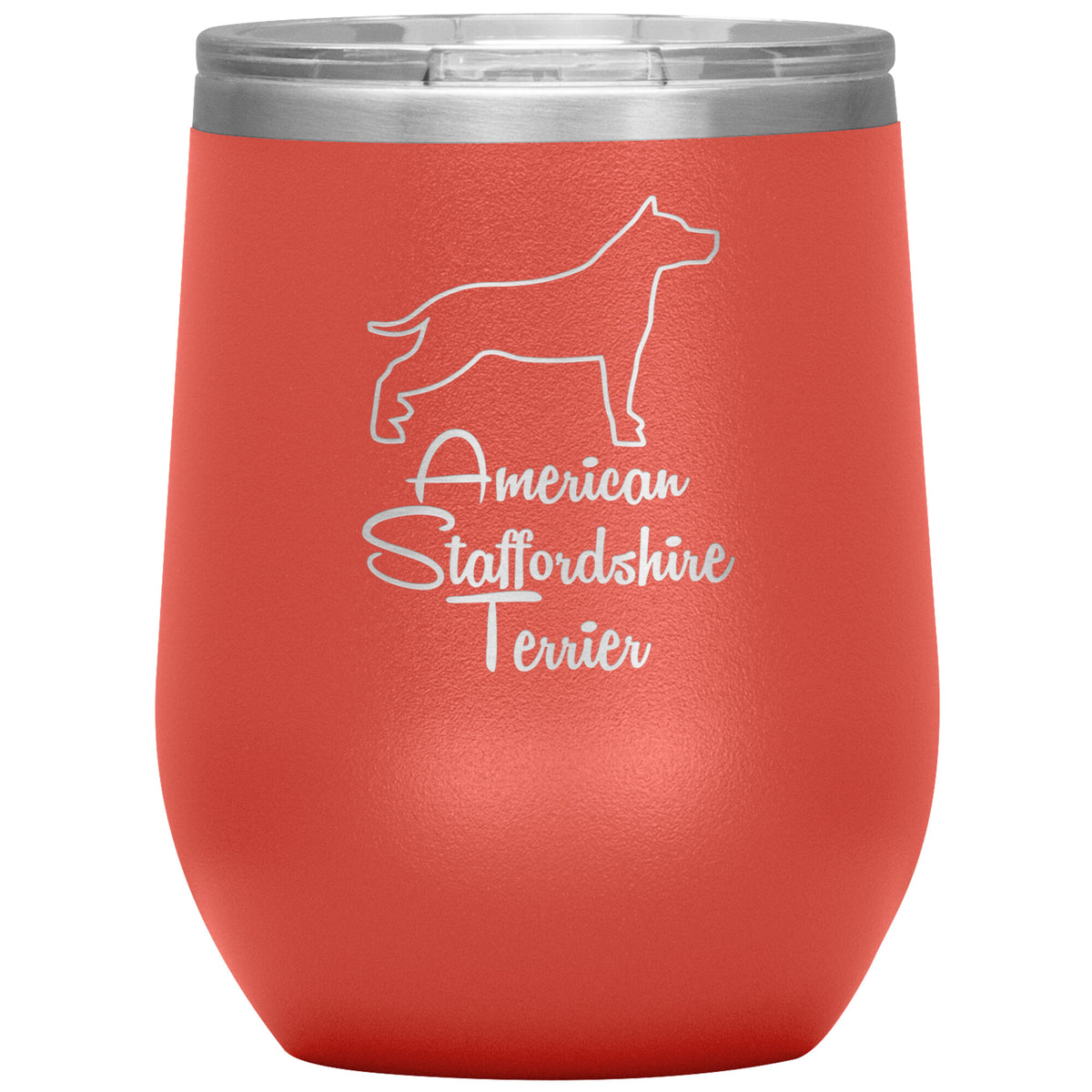 American Staffordshire Terrier Dog Outlined Silhouette 12oz Wine Insulated Tumbler