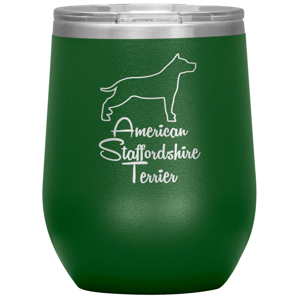 American Staffordshire Terrier Dog Outlined Silhouette 12oz Wine Insulated Tumbler