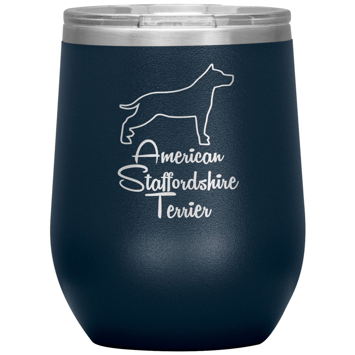 American Staffordshire Terrier Dog Outlined Silhouette 12oz Wine Insulated Tumbler