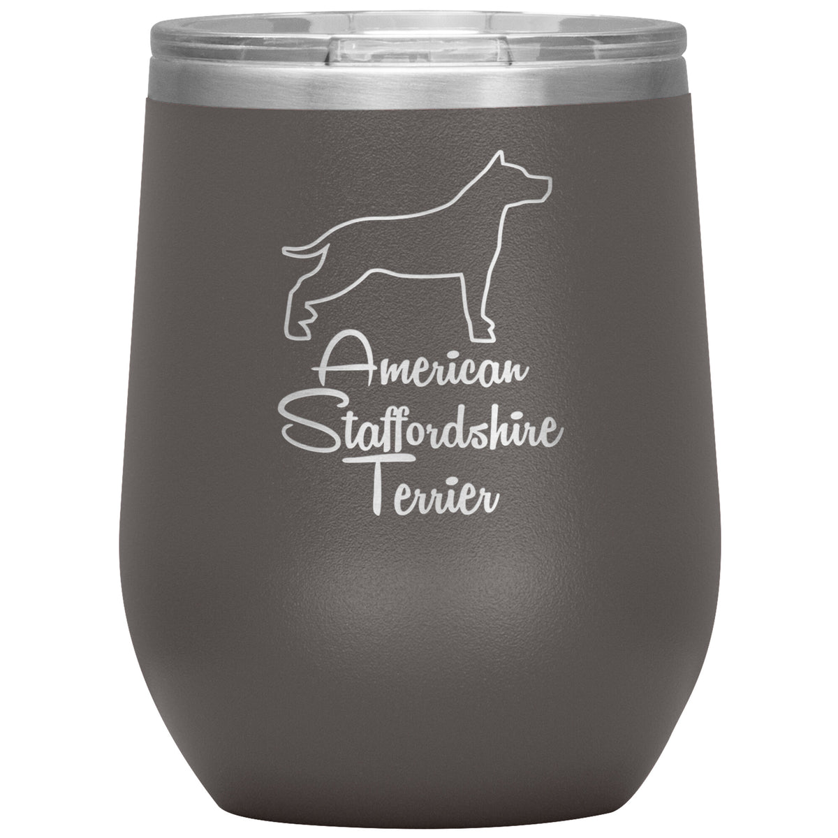 American Staffordshire Terrier Dog Outlined Silhouette 12oz Wine Insulated Tumbler