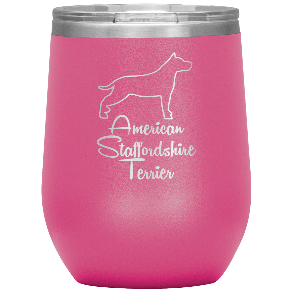 American Staffordshire Terrier Dog Outlined Silhouette 12oz Wine Insulated Tumbler