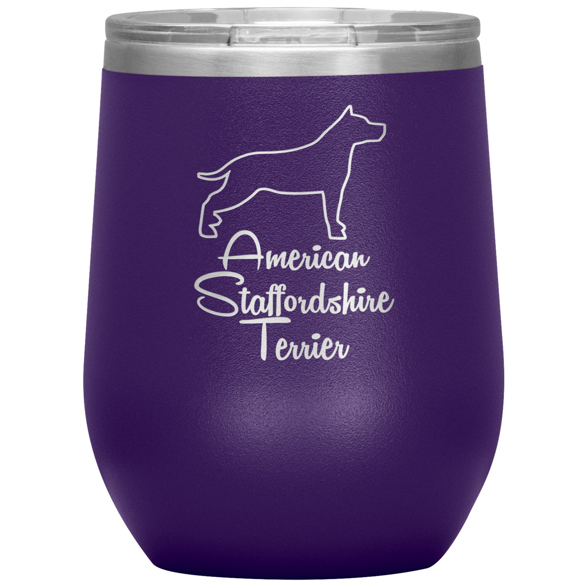 American Staffordshire Terrier Dog Outlined Silhouette 12oz Wine Insulated Tumbler