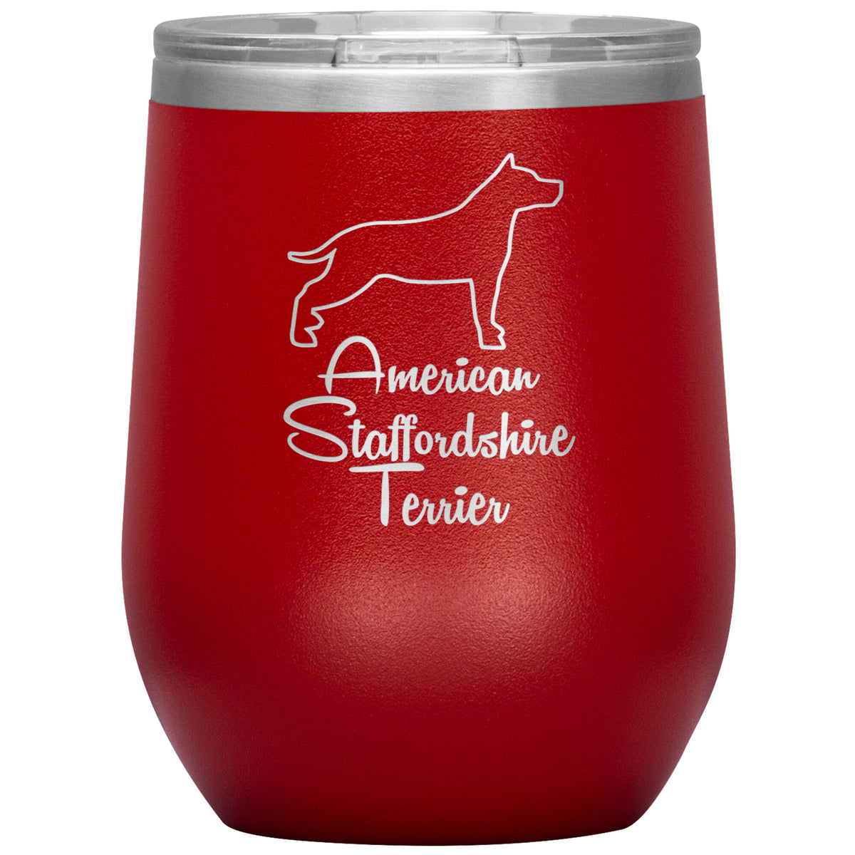 American Staffordshire Terrier Dog Outlined Silhouette 12oz Wine Insulated Tumbler