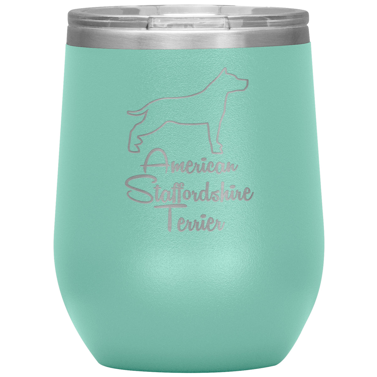 American Staffordshire Terrier Dog Outlined Silhouette 12oz Wine Insulated Tumbler