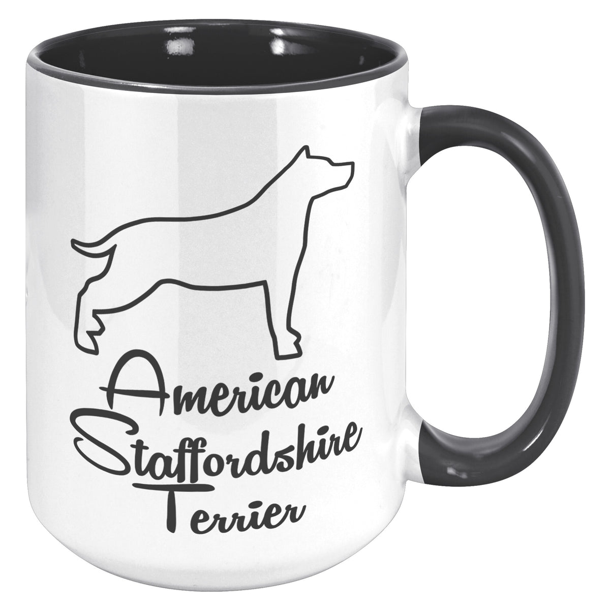 American Staffordshire Terrier Dog Outlined Silhouette 15oz Accent Mug