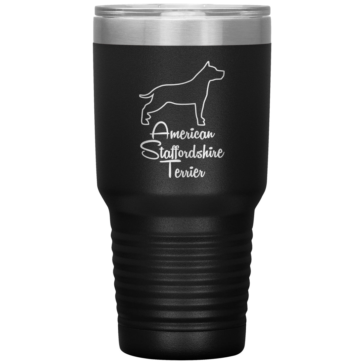 American Staffordshire Terrier Dog Outlined Silhouette 30oz Insulated Tumbler