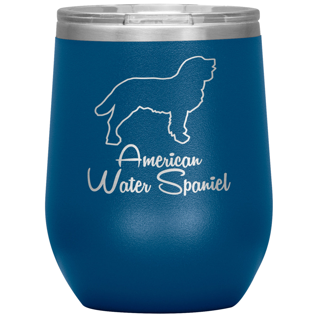 American Water Spaniel Dog Outlined Silhouette 12oz Wine Insulated Tumbler