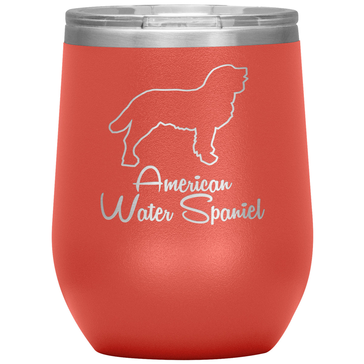 American Water Spaniel Dog Outlined Silhouette 12oz Wine Insulated Tumbler