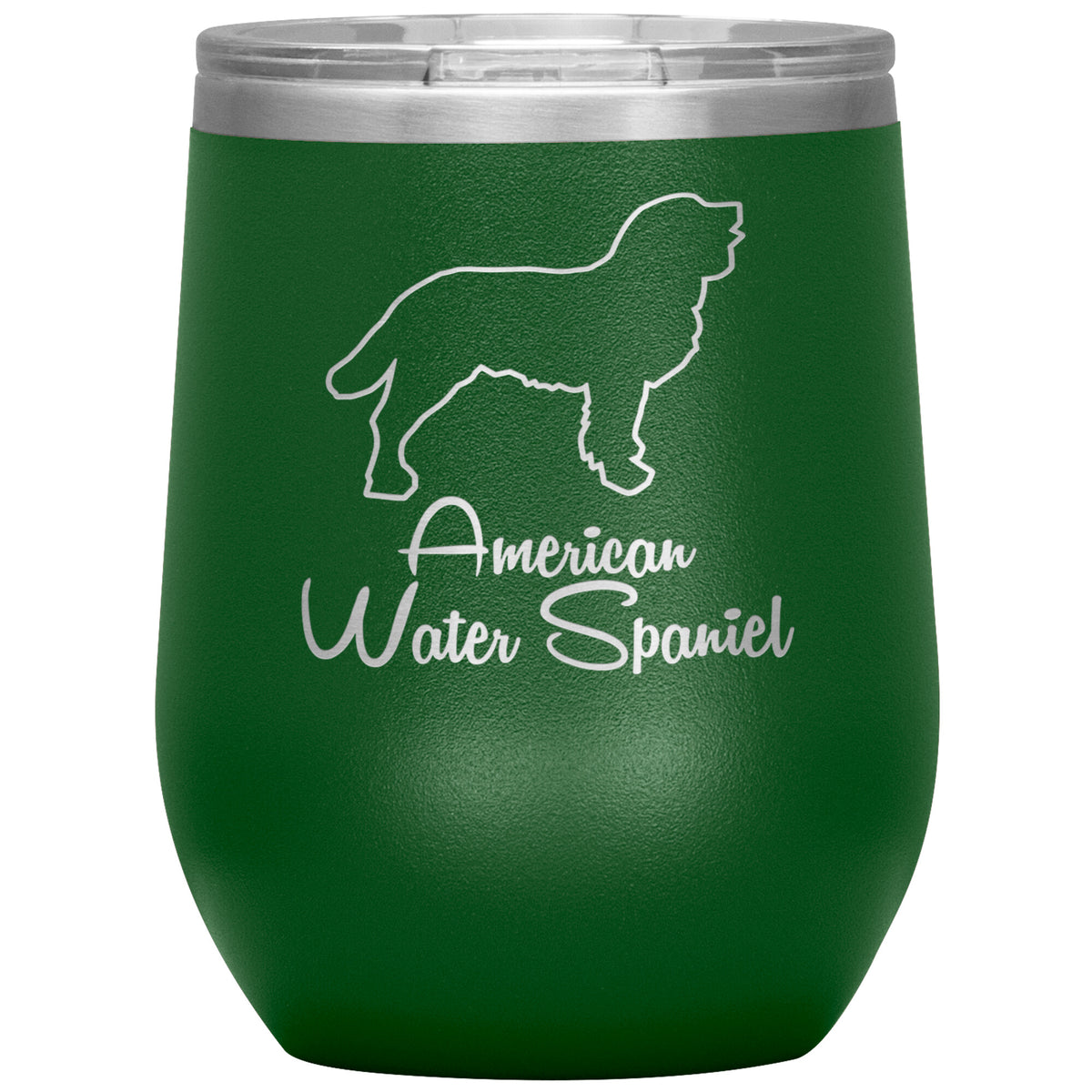 American Water Spaniel Dog Outlined Silhouette 12oz Wine Insulated Tumbler