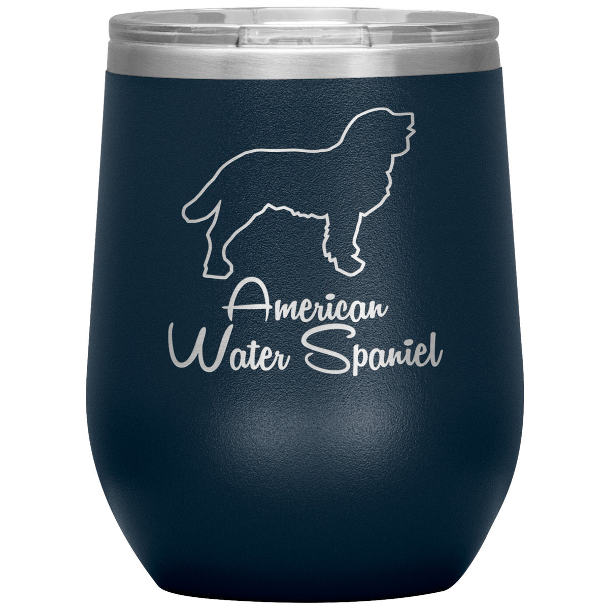 American Water Spaniel Dog Outlined Silhouette 12oz Wine Insulated Tumbler