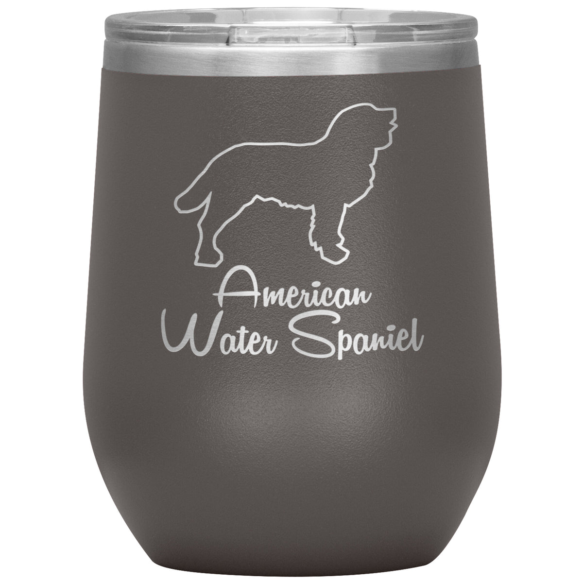 American Water Spaniel Dog Outlined Silhouette 12oz Wine Insulated Tumbler