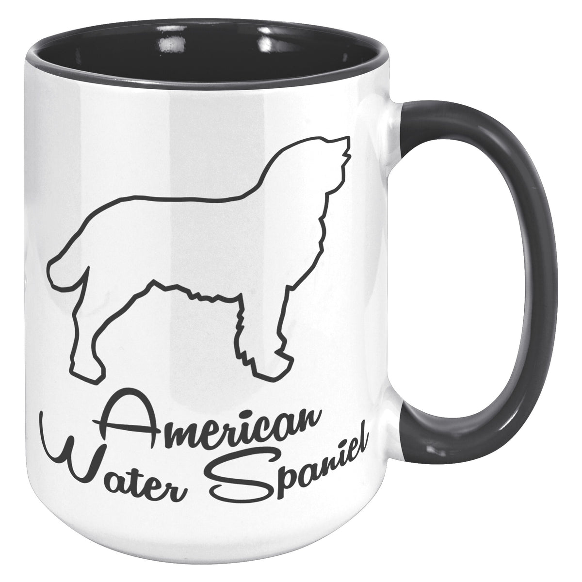 American Water Spaniel Dog Outlined Silhouette 15oz Accent Mug