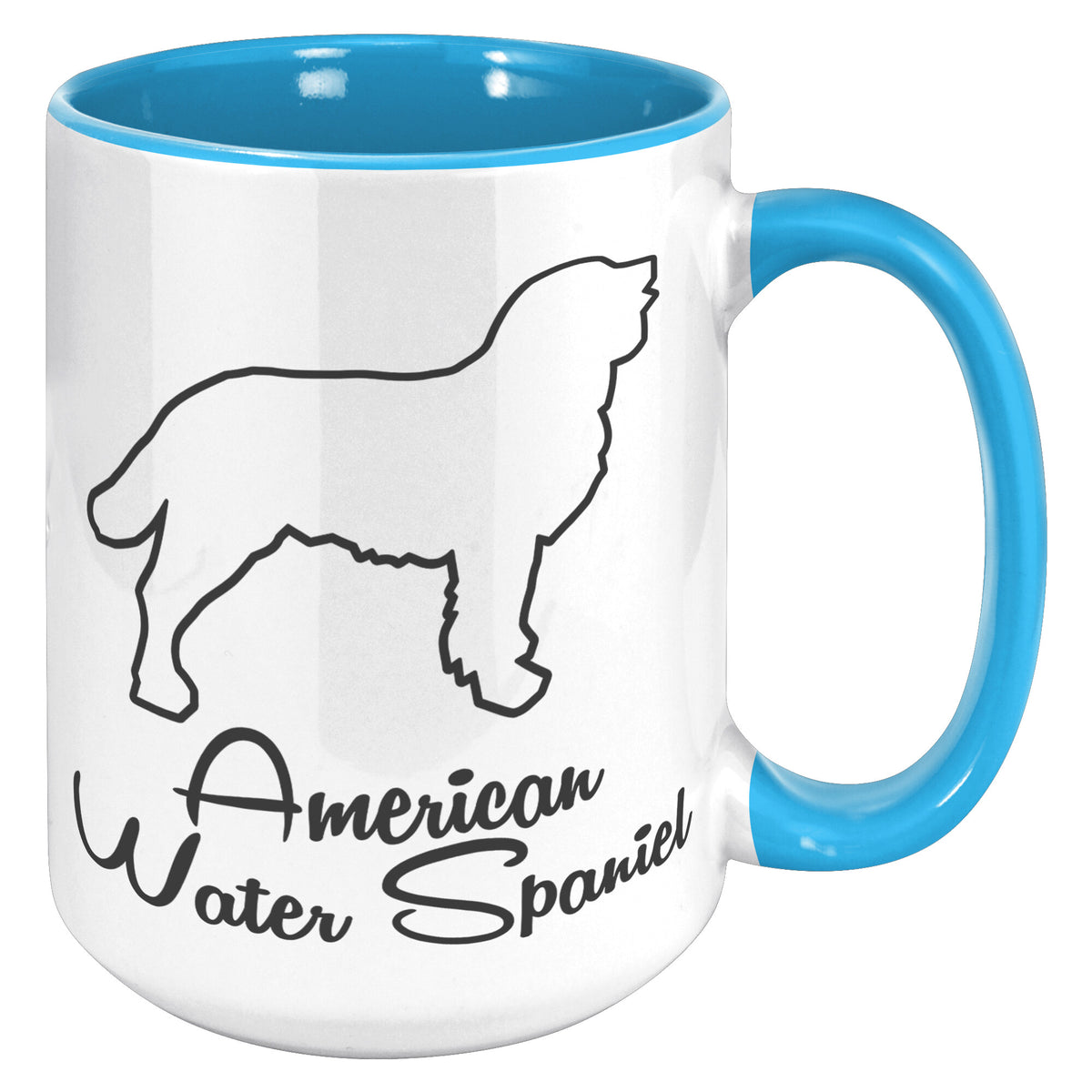 American Water Spaniel Dog Outlined Silhouette 15oz Accent Mug