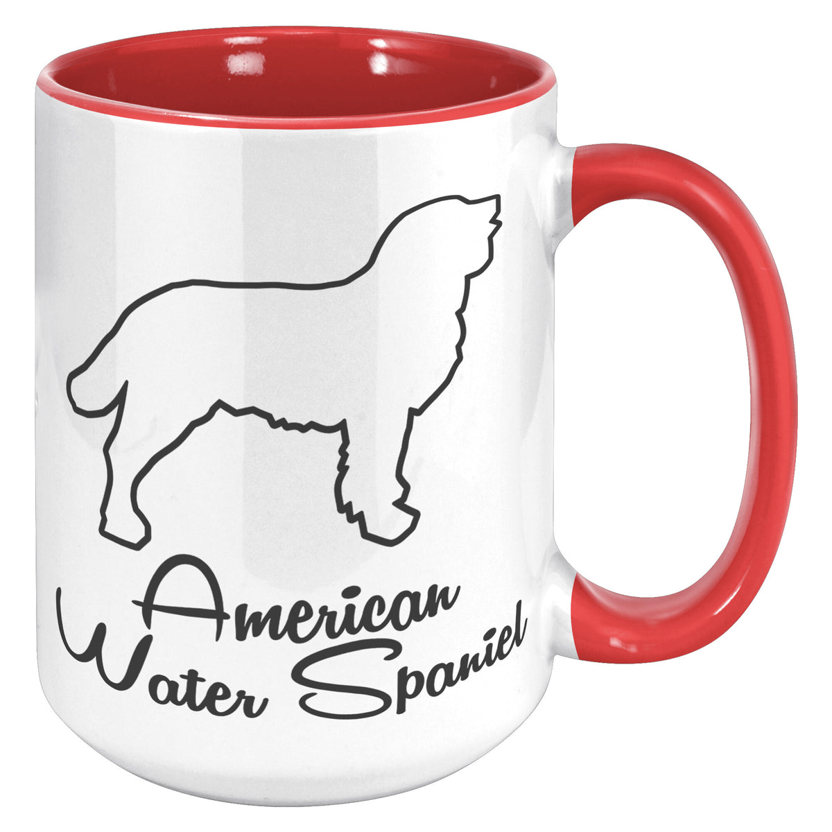 American Water Spaniel Dog Outlined Silhouette 15oz Accent Mug