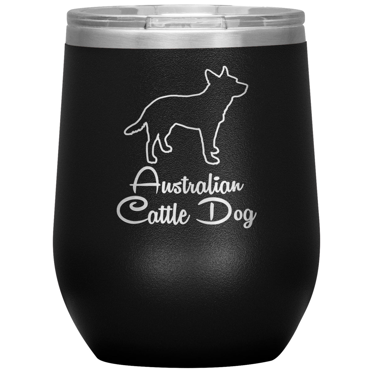 Australian Cattle Dog Outlined Silhouette 12oz Wine Insulated Tumbler