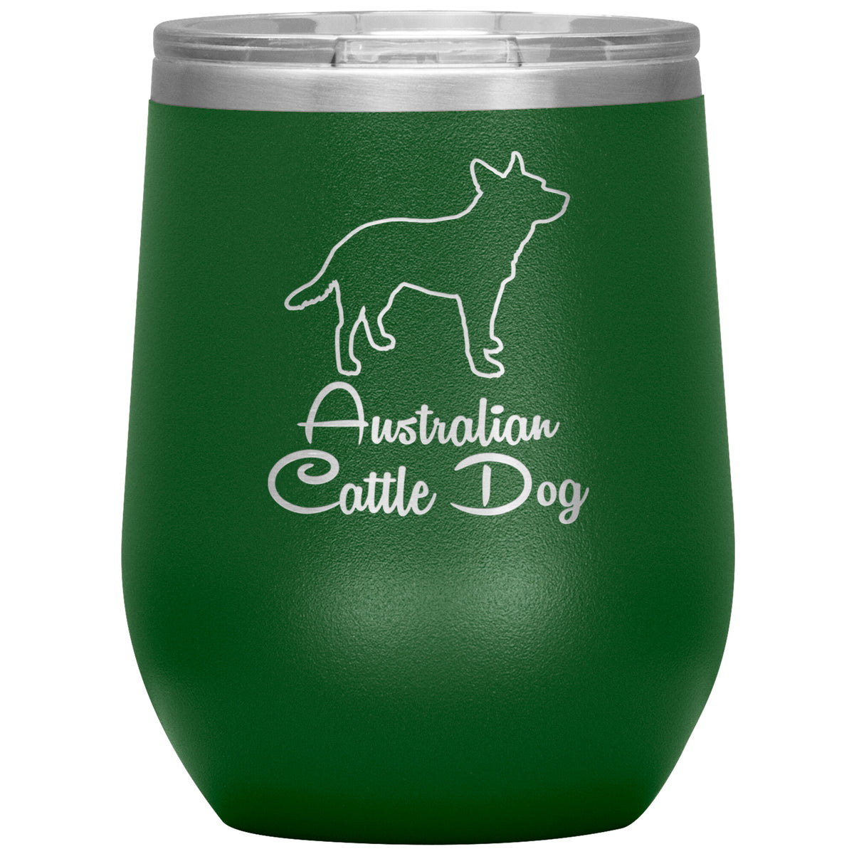 Australian Cattle Dog Outlined Silhouette 12oz Wine Insulated Tumbler