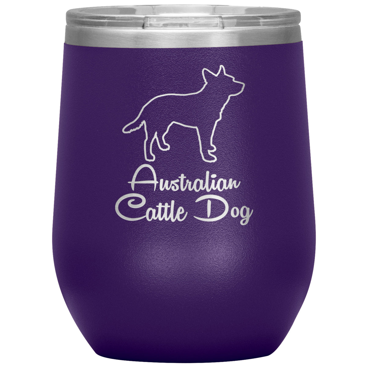 Australian Cattle Dog Outlined Silhouette 12oz Wine Insulated Tumbler