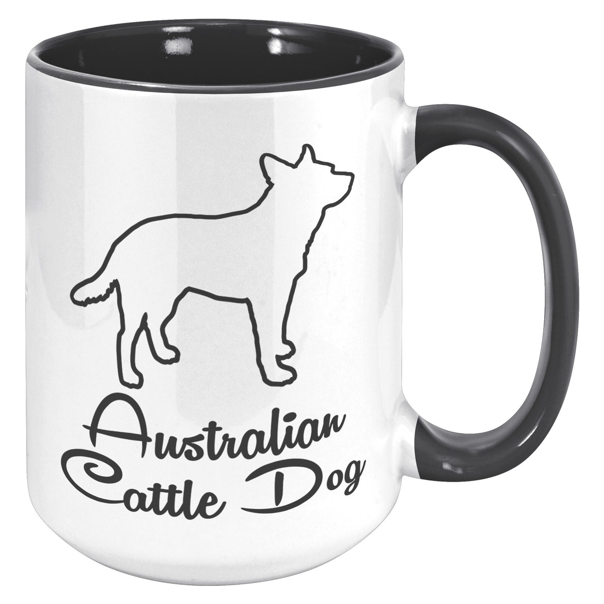 Australian Cattle Dog Outlined Silhouette 15oz Accent Mug