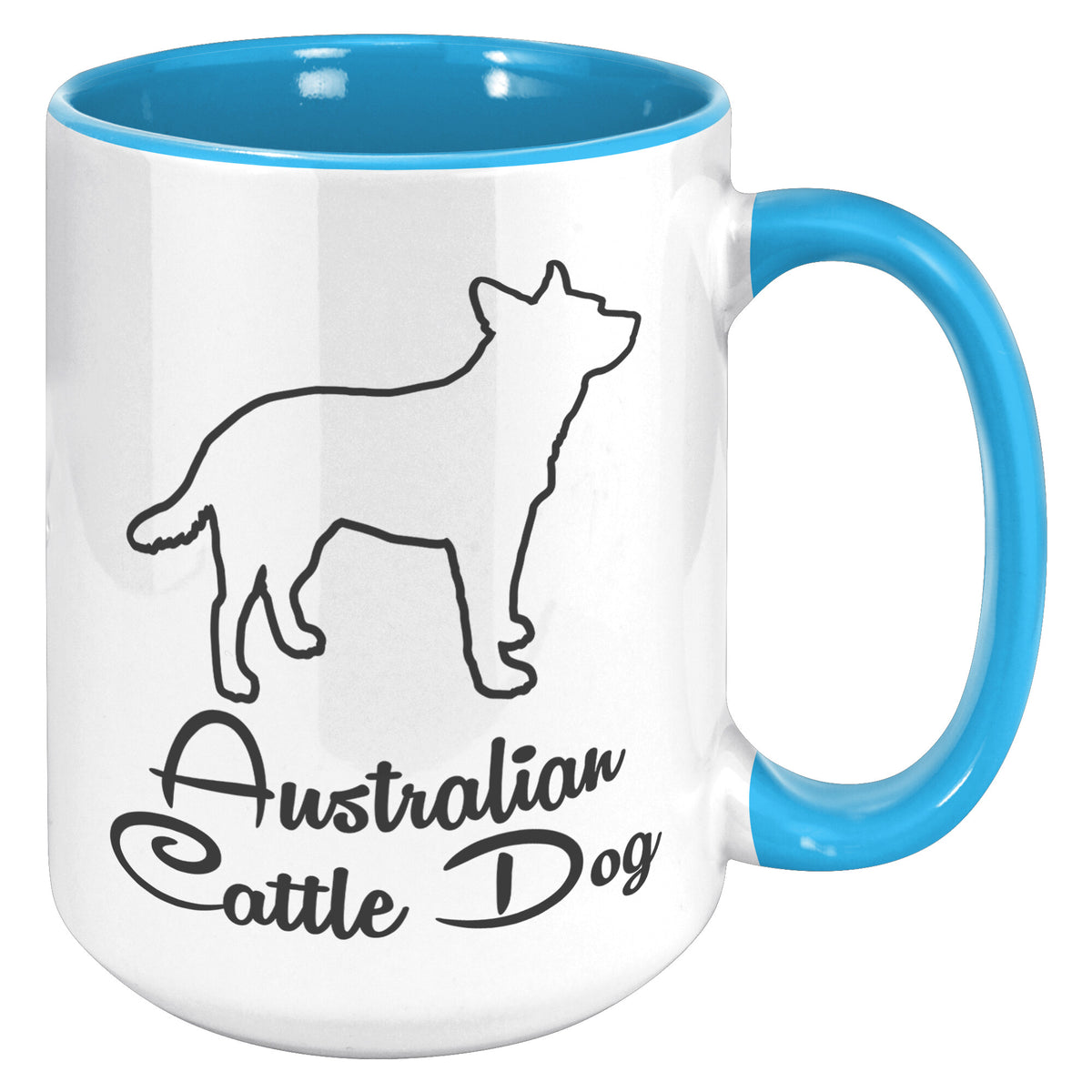 Australian Cattle Dog Outlined Silhouette 15oz Accent Mug