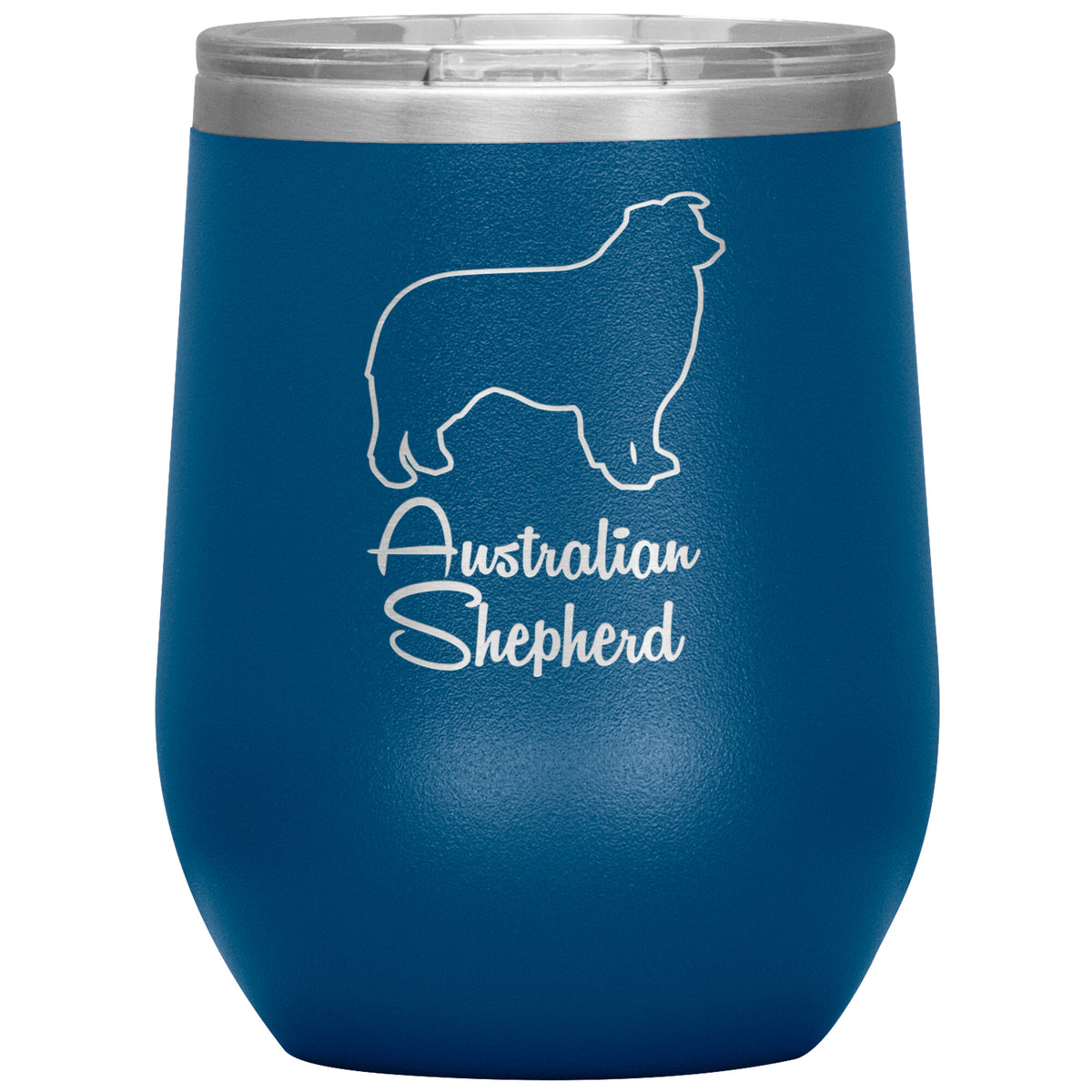 Australian Shepherd Dog Outlined Silhouette 12oz Wine Insulated Tumbler