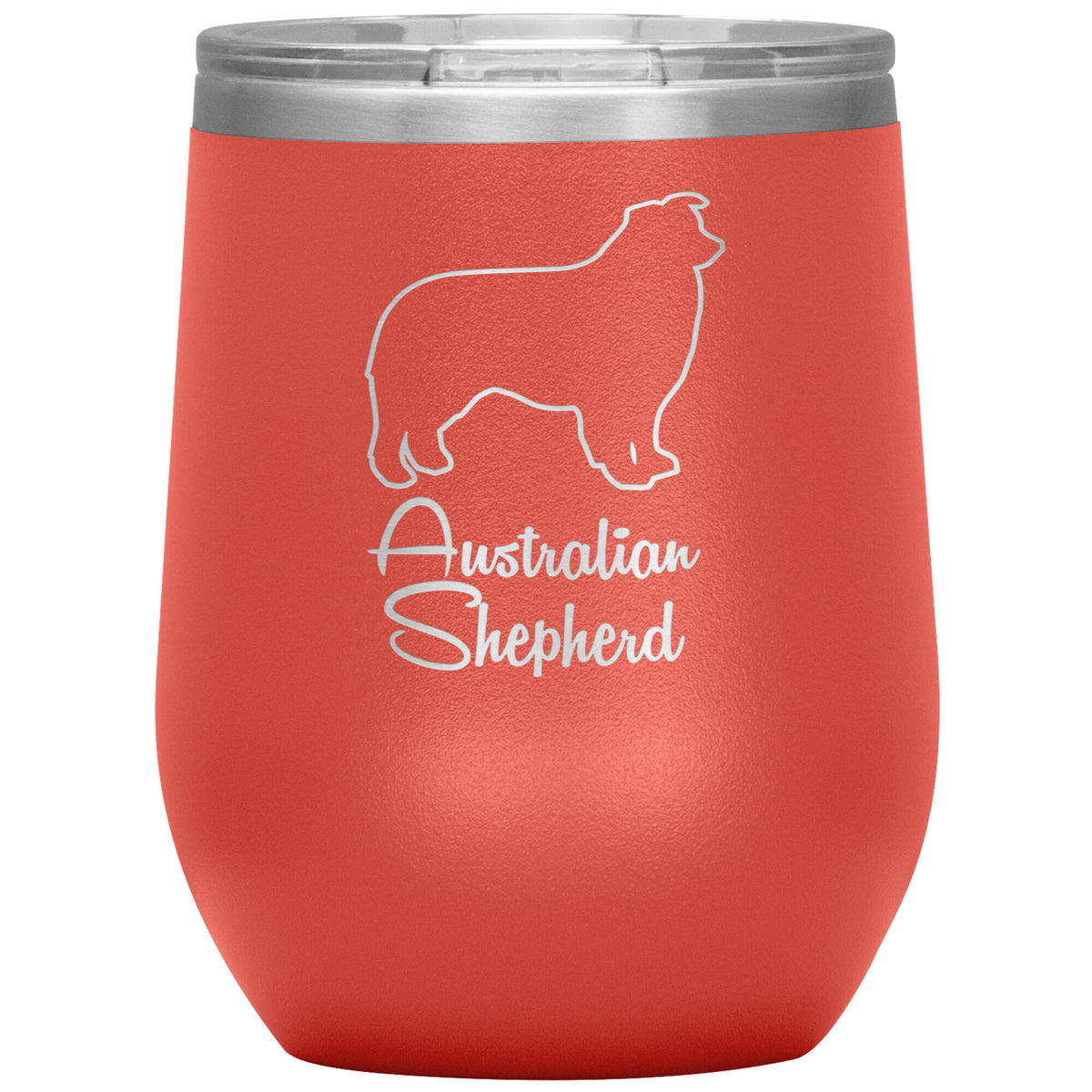 Australian Shepherd Dog Outlined Silhouette 12oz Wine Insulated Tumbler