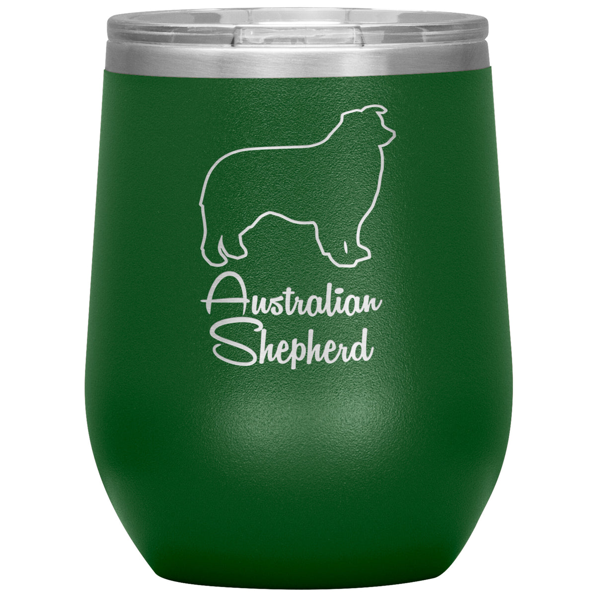 Australian Shepherd Dog Outlined Silhouette 12oz Wine Insulated Tumbler