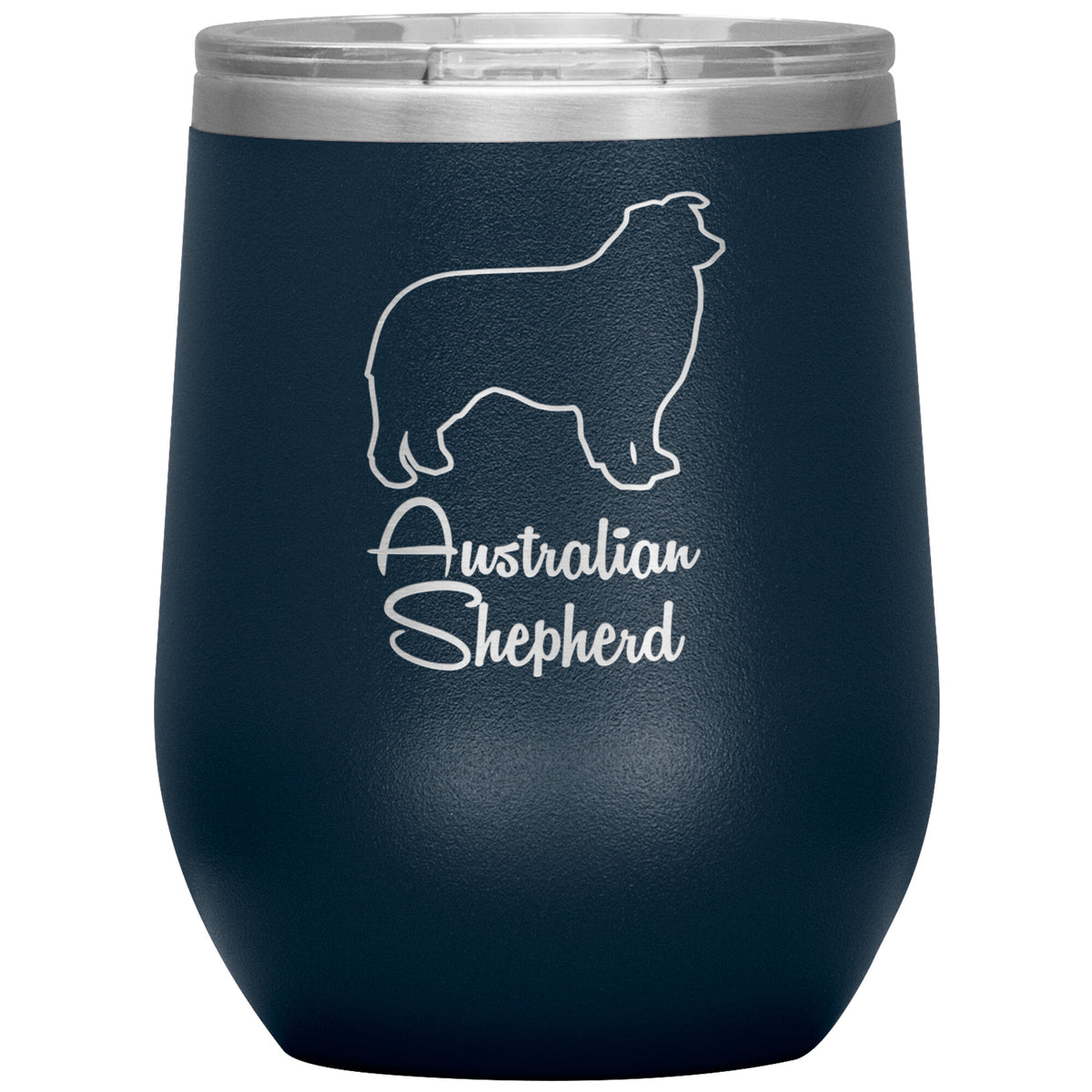 Australian Shepherd Dog Outlined Silhouette 12oz Wine Insulated Tumbler