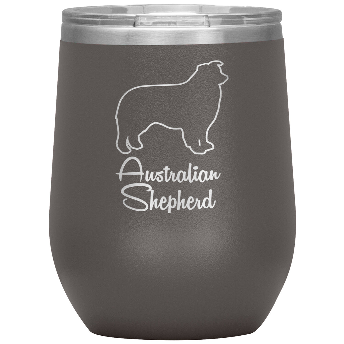 Australian Shepherd Dog Outlined Silhouette 12oz Wine Insulated Tumbler