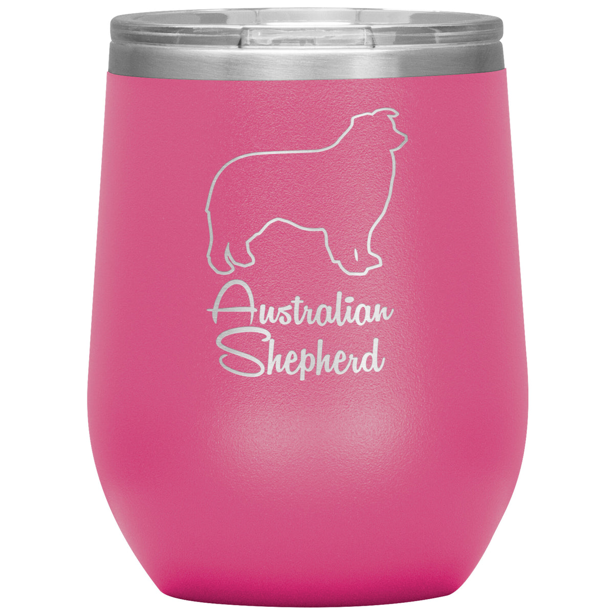 Australian Shepherd Dog Outlined Silhouette 12oz Wine Insulated Tumbler