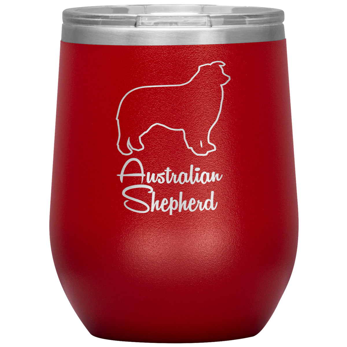 Australian Shepherd Dog Outlined Silhouette 12oz Wine Insulated Tumbler