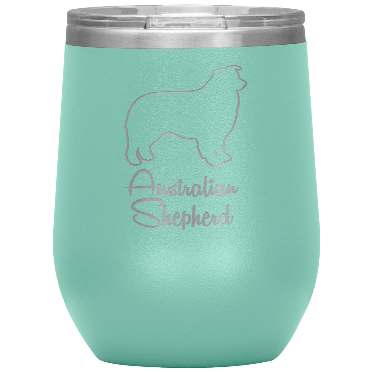 Australian Shepherd Dog Outlined Silhouette 12oz Wine Insulated Tumbler