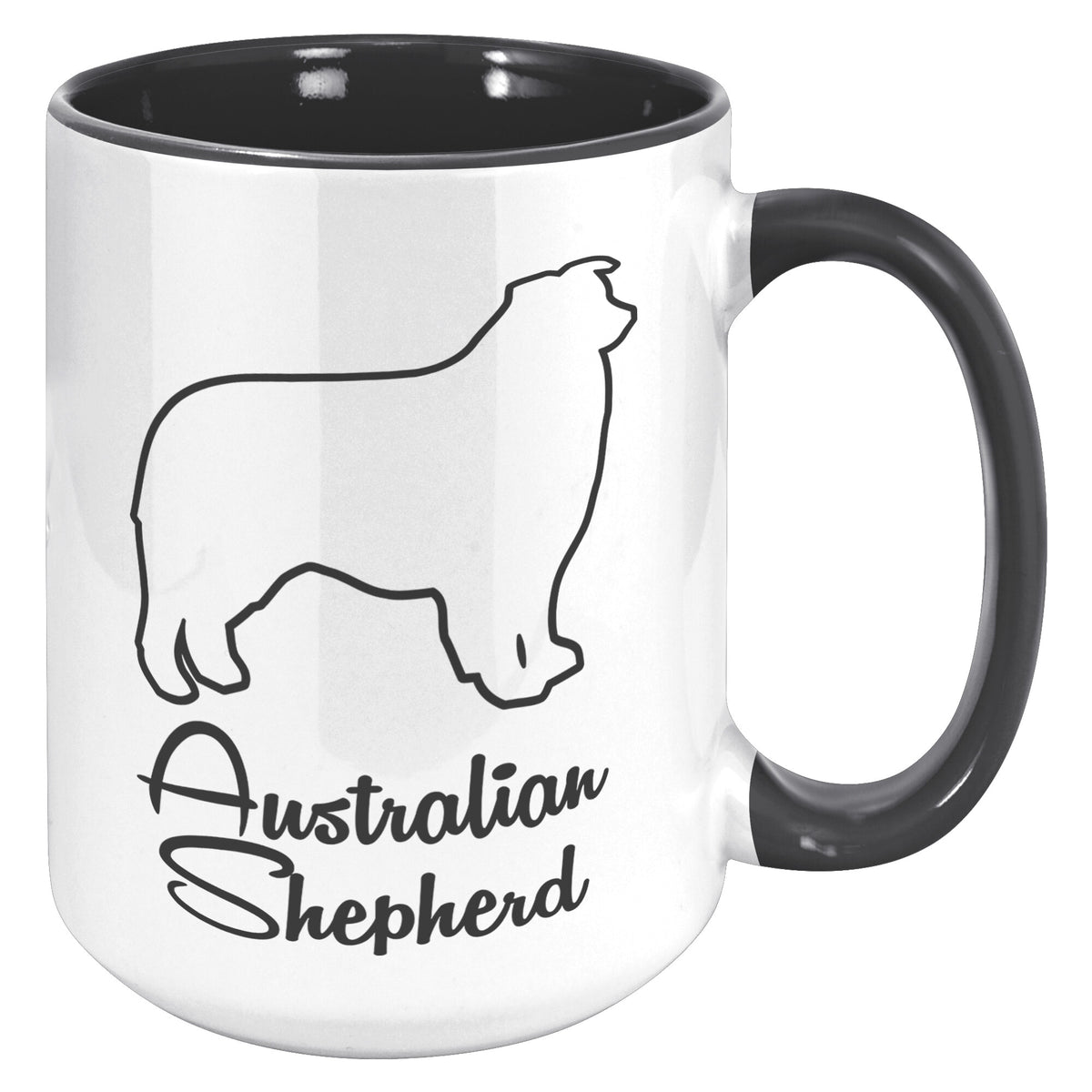 Australian Shepherd Dog Outlined Silhouette 15oz Accent Mug