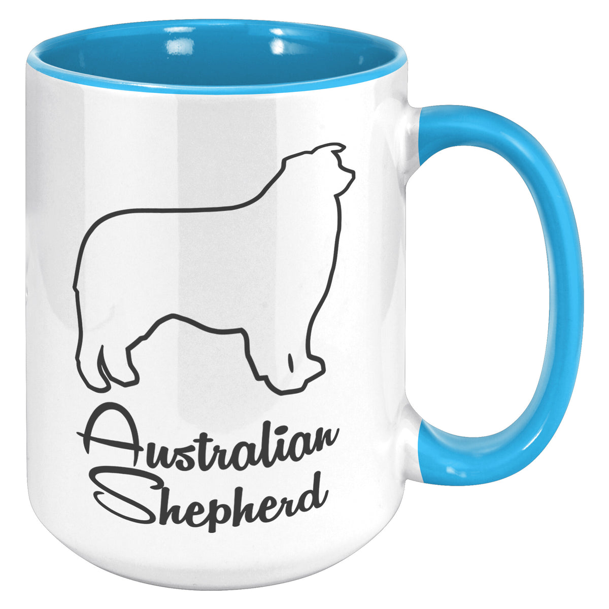 Australian Shepherd Dog Outlined Silhouette 15oz Accent Mug