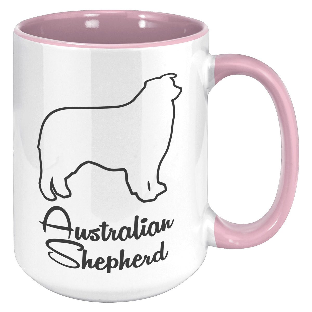 Australian Shepherd Dog Outlined Silhouette 15oz Accent Mug