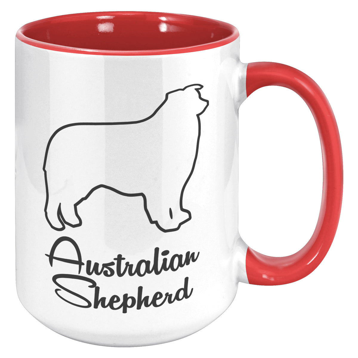 Australian Shepherd Dog Outlined Silhouette 15oz Accent Mug