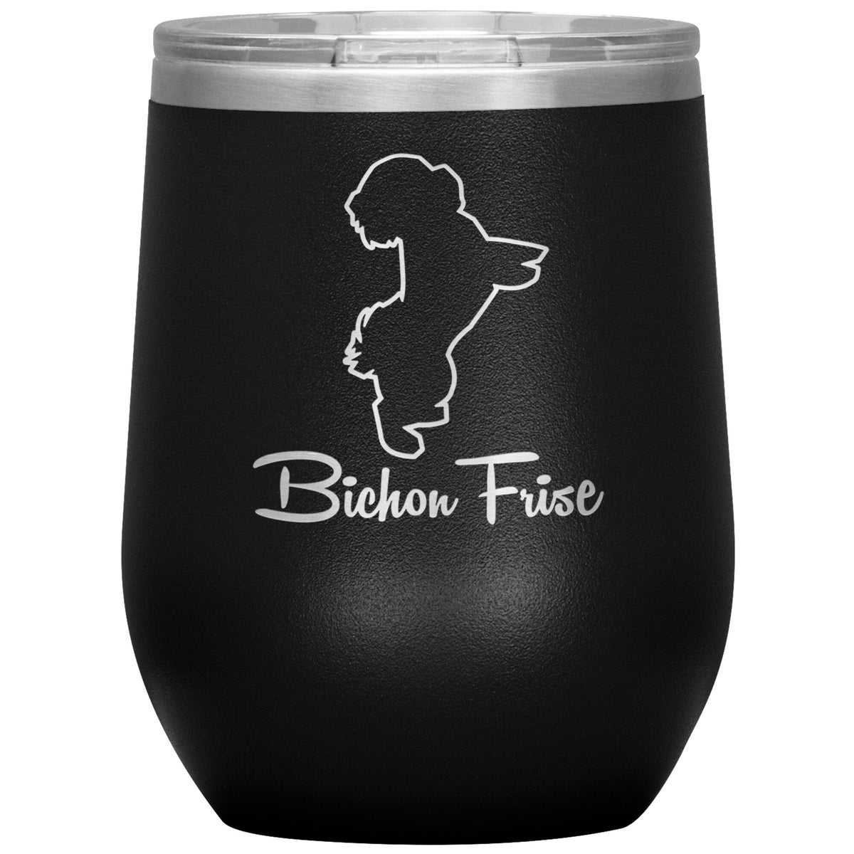 Bichon Frise Dog Outlined Silhouette 12oz Wine Insulated Tumbler
