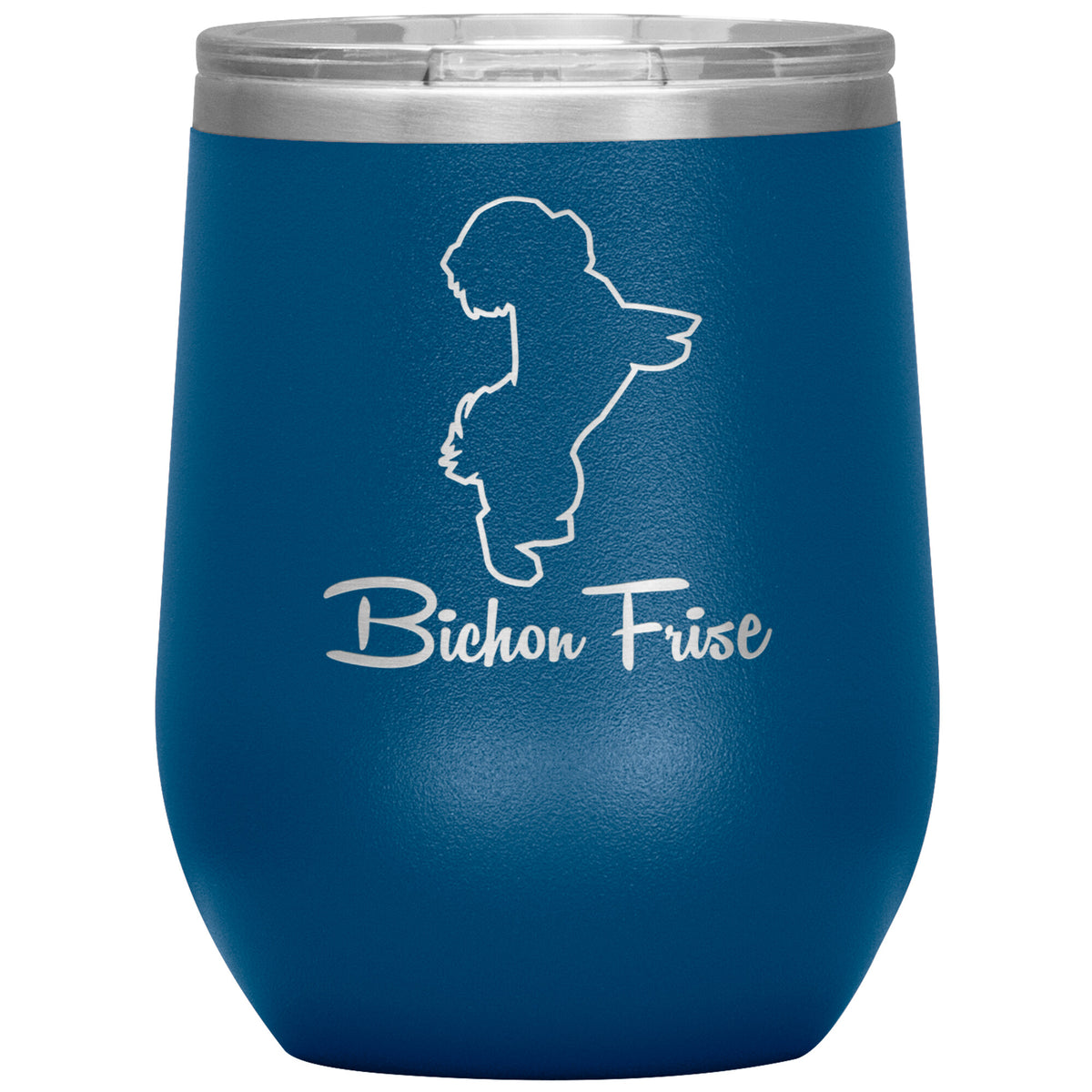 Bichon Frise Dog Outlined Silhouette 12oz Wine Insulated Tumbler