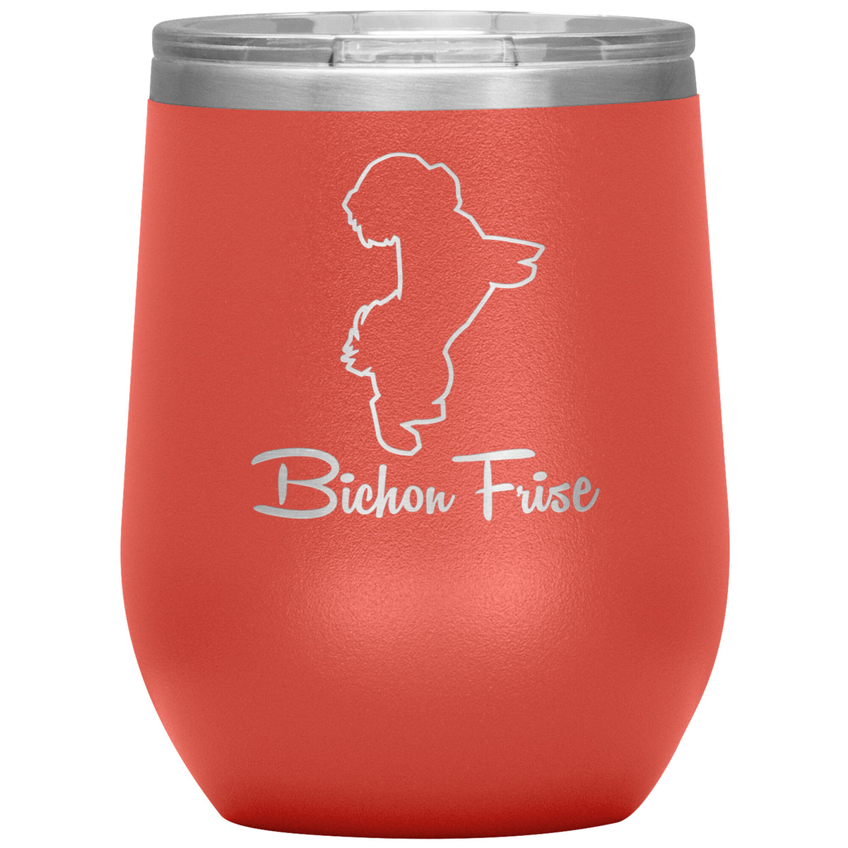Bichon Frise Dog Outlined Silhouette 12oz Wine Insulated Tumbler