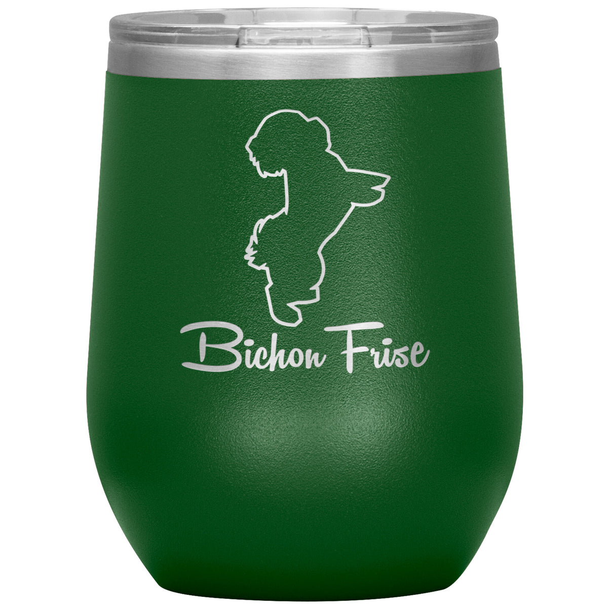 Bichon Frise Dog Outlined Silhouette 12oz Wine Insulated Tumbler