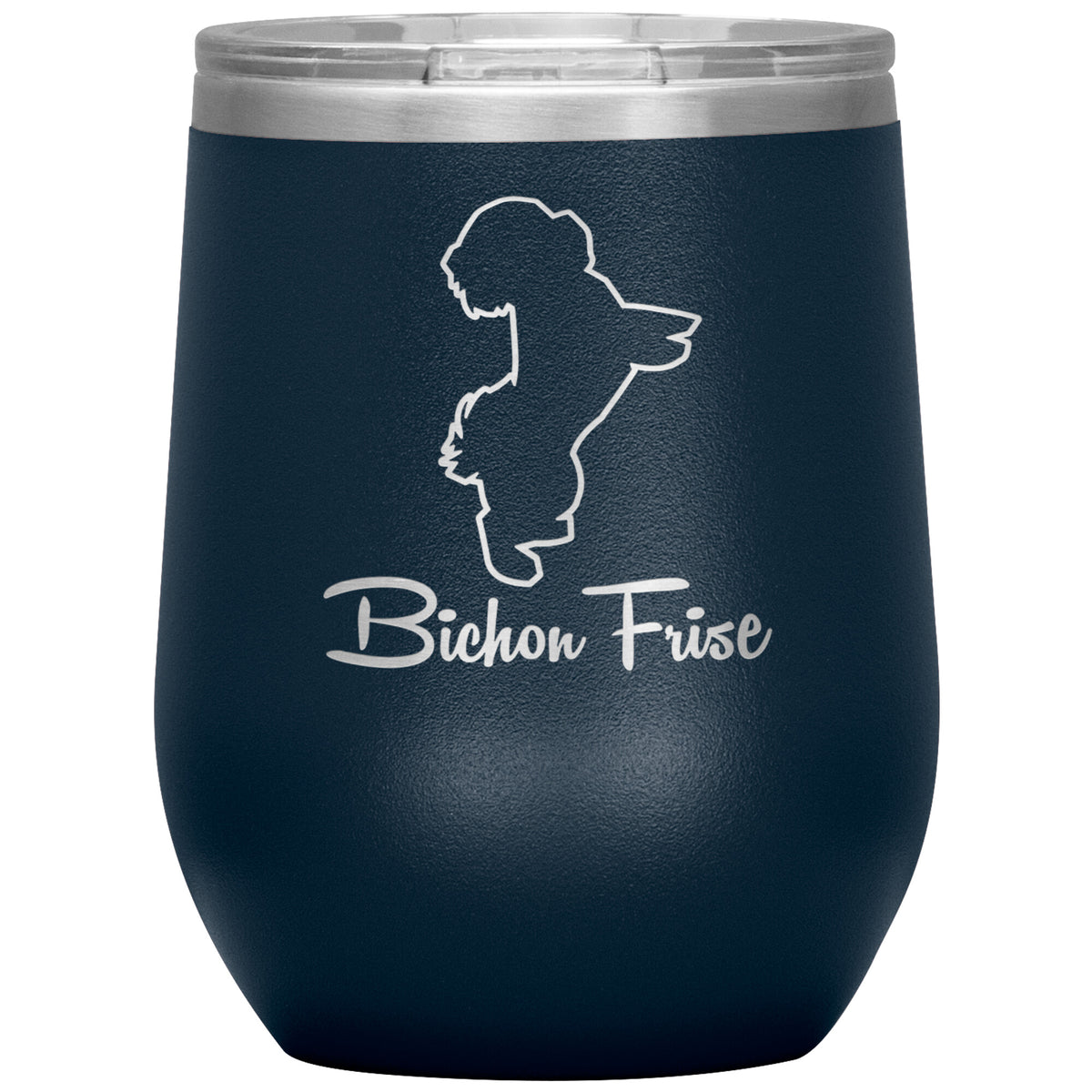Bichon Frise Dog Outlined Silhouette 12oz Wine Insulated Tumbler