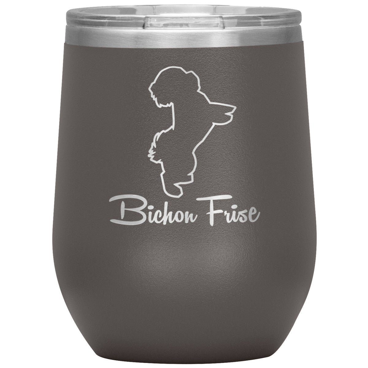 Bichon Frise Dog Outlined Silhouette 12oz Wine Insulated Tumbler