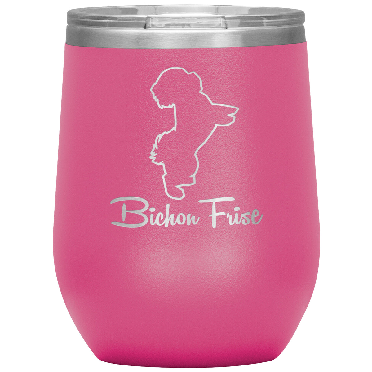Bichon Frise Dog Outlined Silhouette 12oz Wine Insulated Tumbler