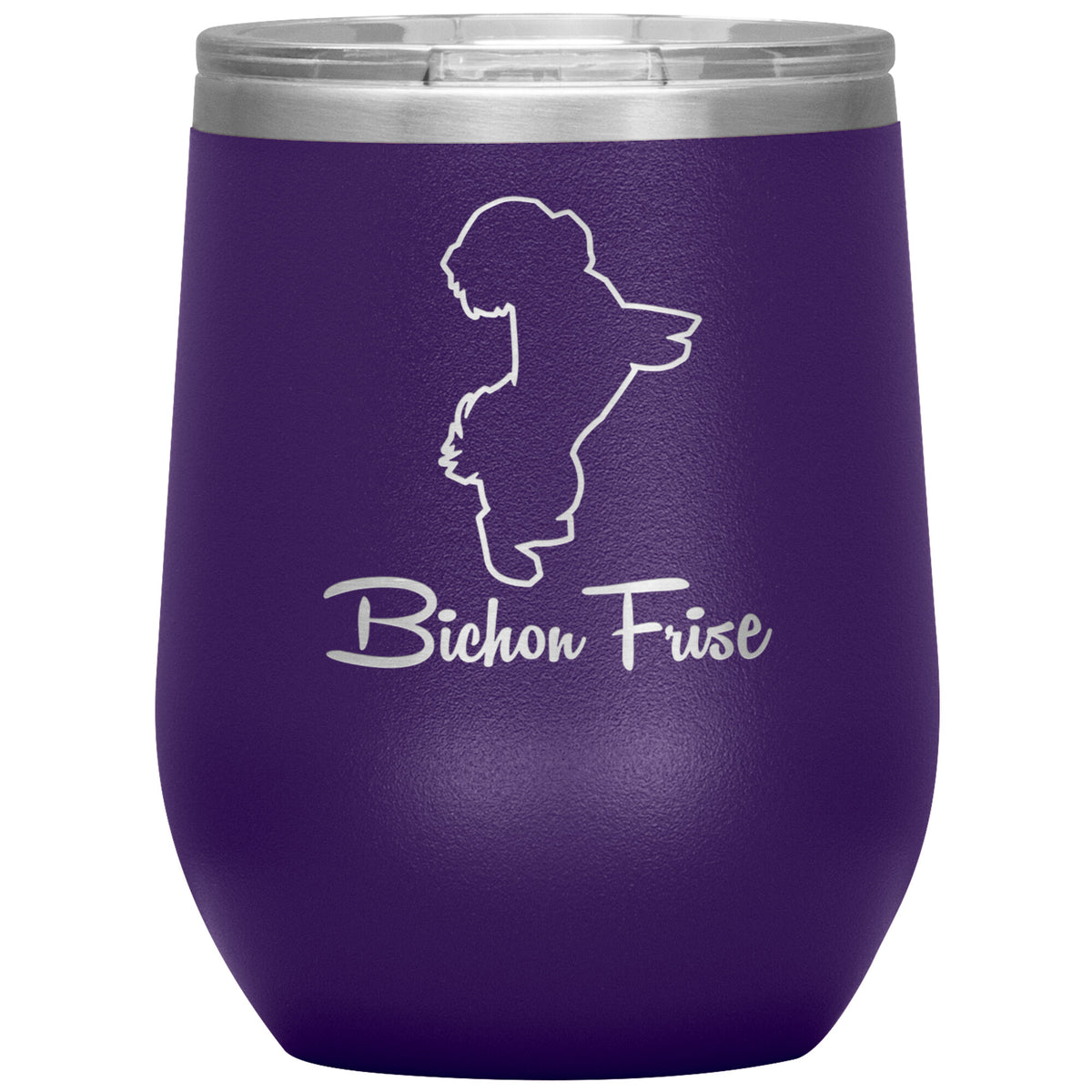 Bichon Frise Dog Outlined Silhouette 12oz Wine Insulated Tumbler